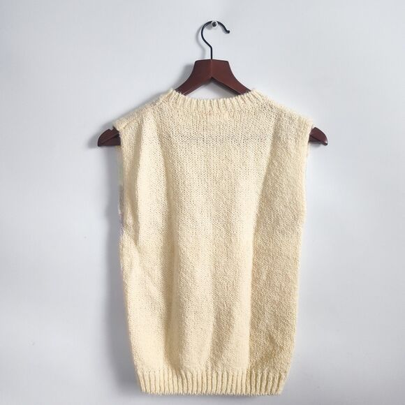 Radishes & Roses Sweater Vest Womens Small 90s Pastel Yellow Pink Colorblock Vtg - Picture 7 of 9